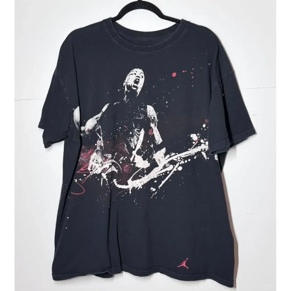 Jordan‎ Jumpman T Shirt Dwayne Wade 2XL Black Graphic Retro